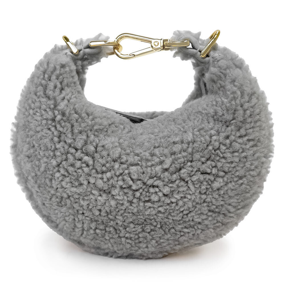 Fendi graphi Hobo Handbag Shearling Gray